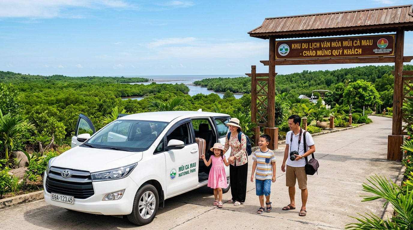 Xe du lịch 7 chỗ đưa khách tham quan Mũi Cà Mau - Hotline 0886.853.853